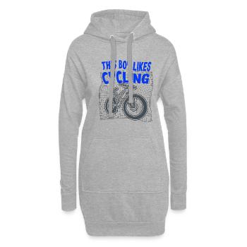 Boy aime le vélo, les sports de plein air - Sweat-shirt à capuche long Femme - gris chiné - Devant