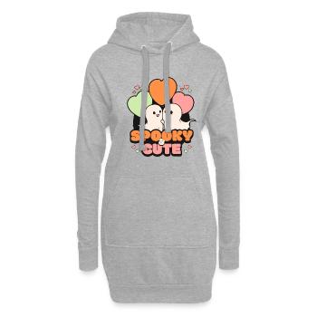 Gruseliges Oktober Niedliches Halloween Geist - Hoodie-Kleid - Grau meliert - Vorne
