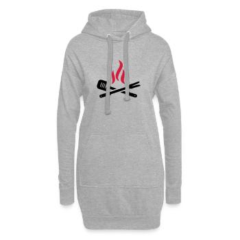 Grillbesteck mit Flammen - Hoodie-Kleid - Grau meliert - Vorne