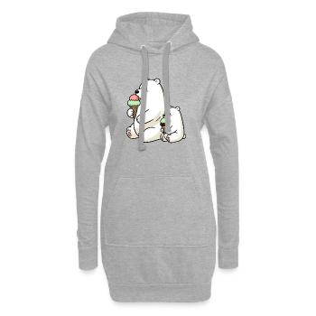 Père et fils Ours polaire avec crème glacée au chocolat à la fraise - Sweat-shirt à capuche long Femme - gris chiné - Devant