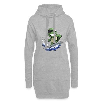 Schildkröte Surfboard Surfer - Hoodie-Kleid - Grau meliert - Vorne