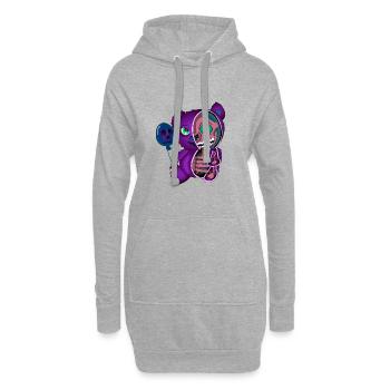 Skull Teddy Bear Skelett Bär Halloweenshirt - Hoodie-Kleid - Grau meliert - Vorne