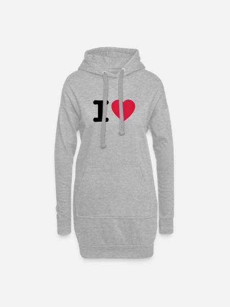 I love / I heart DELUXE - Sweat-shirt à capuche long Femme - gris chiné