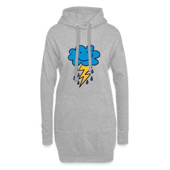 nuage drôle avec flash, gouttes de pluie, comique, emoji - Sweat-shirt à capuche long Femme - gris chiné - Devant