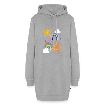 Arc-en-ciel, nuages, soleil, pluie aux couleurs vives - Sweat-shirt à capuche long Femme - gris chiné - Devant