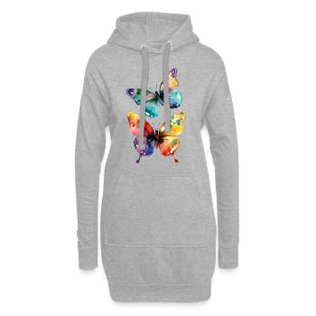 Deux papillons multicolores - aquarelle - Sweat-shirt à capuche long Femme - gris chiné - Devant