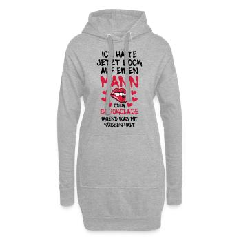 68 Ich hätte jetzt Bock auf Mann oder Schokolade - Hoodie-Kleid - Grau meliert - Vorne