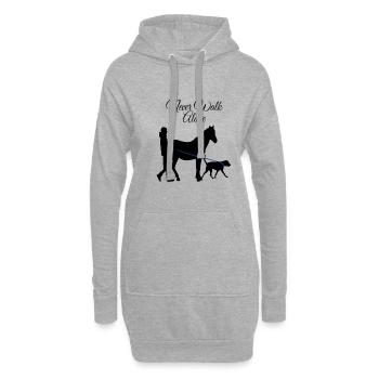 Ne marchez jamais seul chien cheval - Sweat-shirt à capuche long Femme - gris chiné - Devant
