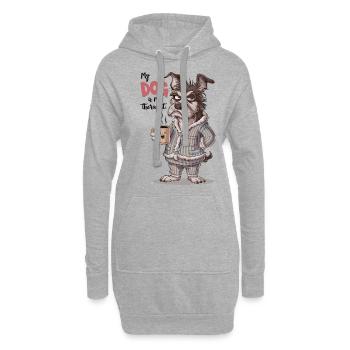 Mein Hund ist mein Therapeut Tierliebhaber - Hoodie-Kleid - Grau meliert - Vorne