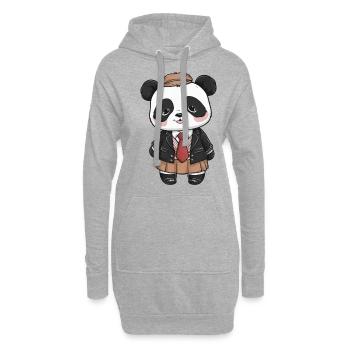 Panda kawaii vêtu d’un uniforme scolaire traditionnel - Sweat-shirt à capuche long Femme - gris chiné - Devant