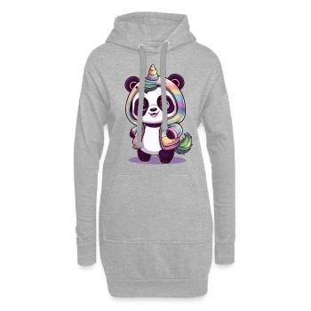 Mignon panda licorne - Sweat-shirt à capuche long Femme - gris chiné - Devant