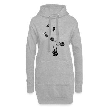 Hand frieden skelett - Hoodie-Kleid - Grau meliert - Vorne