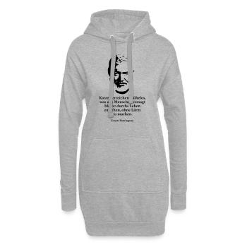 Hemingway: Katzen erreichen mühelos, was uns Mens - Hoodie-Kleid - Grau meliert - Vorne