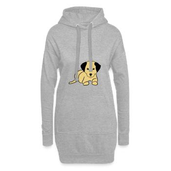 Süßer Hund, Hündchen - Hoodie-Kleid - Grau meliert - Vorne