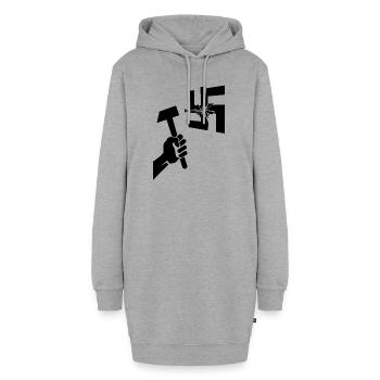Gegen Nazis - Hoodie-Kleid - Grau meliert - Vorne