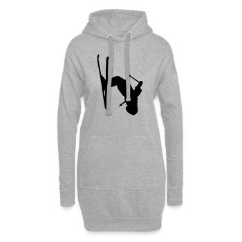 Skieur ski freestyle hiver sport neige - Sweat-shirt à capuche long Femme - gris chiné - Devant