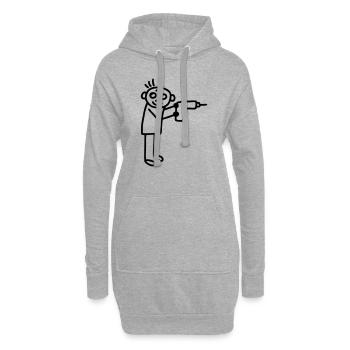 Handwerker mit Bohrmaschine - Hoodie-Kleid - Grau meliert - Vorne