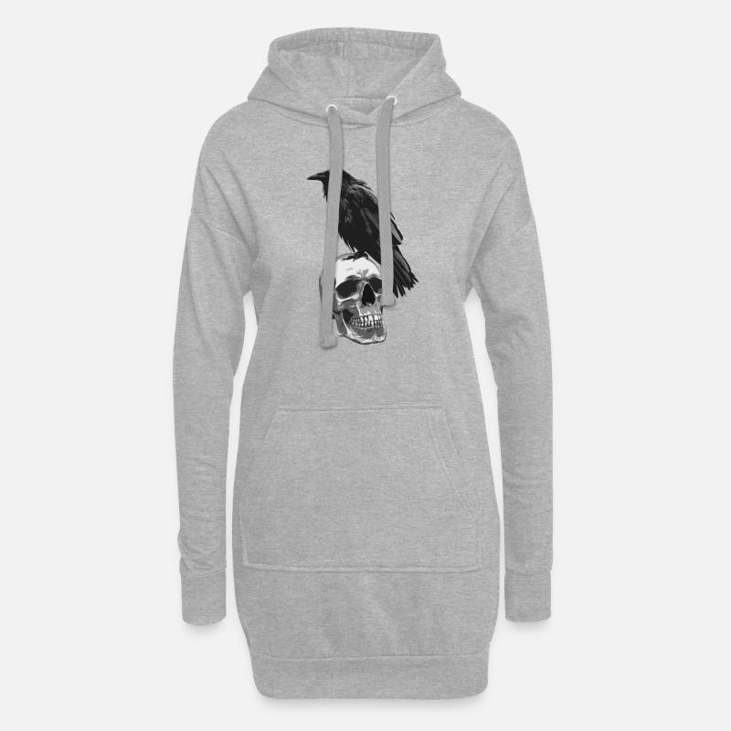 Krähenschädel - Hoodie-Kleid - Grau meliert