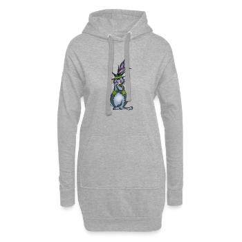harmonica - Sweat-shirt à capuche long Femme - gris chiné - Devant