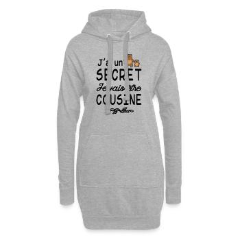 J'ai un secret je vais être cousine - Sweat-shirt à capuche long Femme - gris chiné - Devant