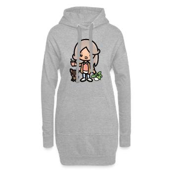 Süßes Toca-Mädchen - Ästhetischer Spielcharakter und Hund - Hoodie-Kleid - Grau meliert - Vorne