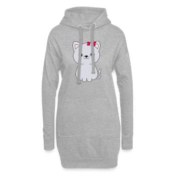 Chat - Sweat-shirt à capuche long Femme - gris chiné - Devant