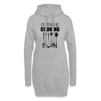 Ich würde lieber lustiges Zitat kochen - Hoodie-Kleid - Grau meliert - Vorne