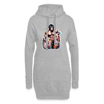 Bodybuilder / Sports / Fitness / Singe / Muscles - Sweat-shirt à capuche long Femme - gris chiné - Devant