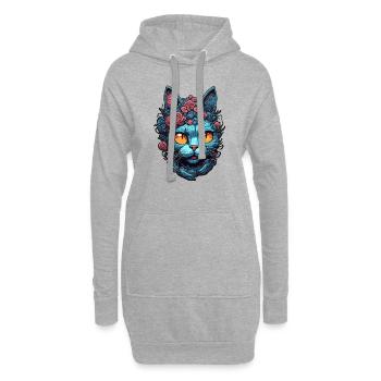 Coole Katze / lustig / Tier / Haustier / verrückt - Hoodie-Kleid - Grau meliert - Vorne