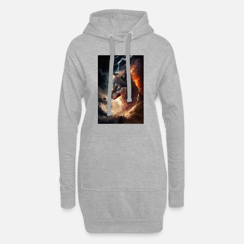 Wolf Blitz Thunder Epic Cool Epic Wolves - Sweat-shirt à capuche long Femme - gris chiné