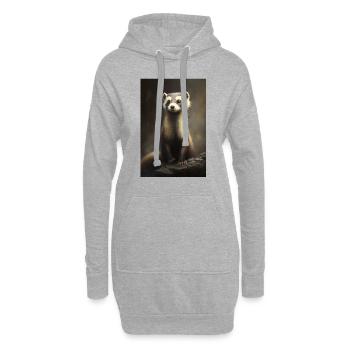 furet mignon portrait - Sweat-shirt à capuche long Femme - gris chiné - Devant