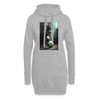 Katze Fußball Realistisch - Hoodie-Kleid - Grau meliert - Vorne
