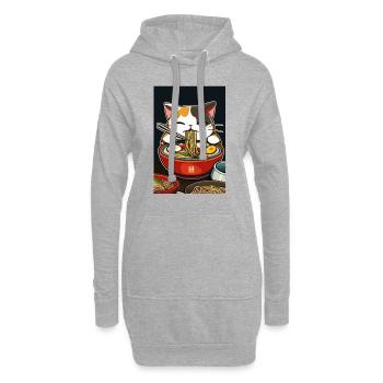 Cat Japonais Ramen Otaku Anime - Sweat-shirt à capuche long Femme - gris chiné - Devant