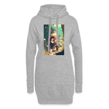 Katze Wandern Abenteur - Hoodie-Kleid - Grau meliert - Vorne