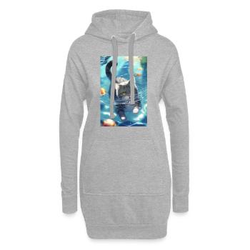 Katze Schwimmen Anime Manga - Hoodie-Kleid - Grau meliert - Vorne