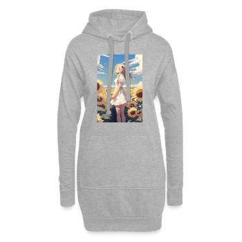 Anime Girl Anime Mädchen Waifu Otaku Sonnenblumen - Hoodie-Kleid - Grau meliert - Vorne
