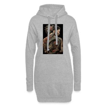 Geisha Yakuza Tatouage Dragon Japonais - Sweat-shirt à capuche long Femme - gris chiné - Devant