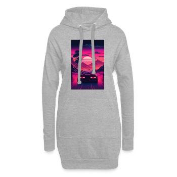 Synthwave Country Car Retro Sun Palms - Sweat-shirt à capuche long Femme - gris chiné - Devant