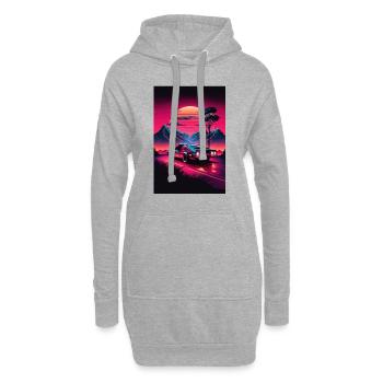 Synthwave Country Car Retro Sun Palms - Sweat-shirt à capuche long Femme - gris chiné - Devant
