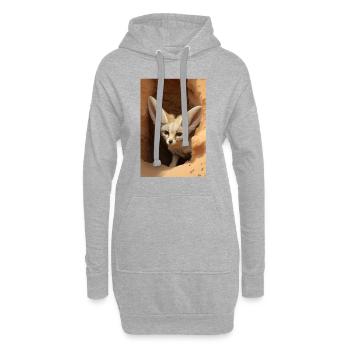 Fennec Renard du désert Animal Afrique - Sweat-shirt à capuche long Femme - gris chiné - Devant