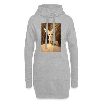 Fennec Renard du désert Animal Afrique - Sweat-shirt à capuche long Femme - gris chiné - Devant