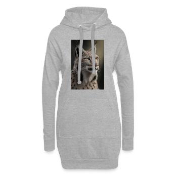 Luchs Wildkatze - Hoodie-Kleid - Grau meliert - Vorne