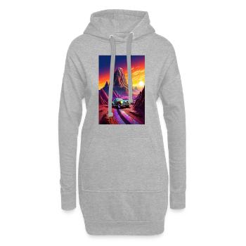 Hot Rod, Voiture, Futuriste, Désert, Coloré - Sweat-shirt à capuche long Femme - gris chiné - Devant
