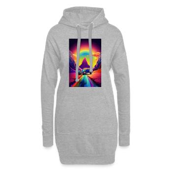 Hot Rod, Voiture, Futuriste, Désert, Coloré - Sweat-shirt à capuche long Femme - gris chiné - Devant