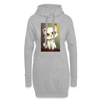 Lustige Katze - Hoodie-Kleid - Grau meliert - Vorne