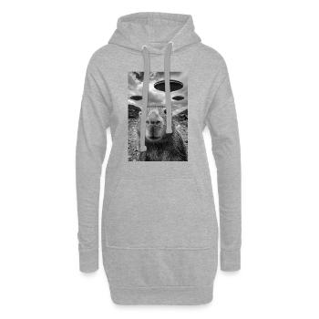 Lustiges Capybara Selfie UFOs Alien - Hoodie-Kleid - Grau meliert - Vorne