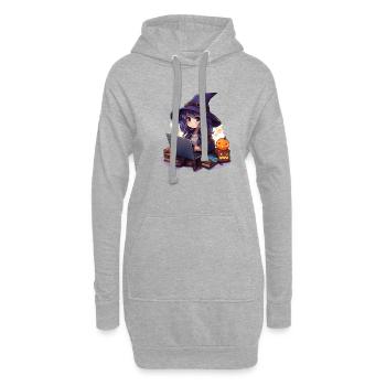"Enchanting Witch Magic: Cartoonish Cutie!" - Hoodie-Kleid - Grau meliert - Vorne