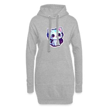 cute cartoonish kitty floating in space - Hoodie-Kleid - Grau meliert - Vorne