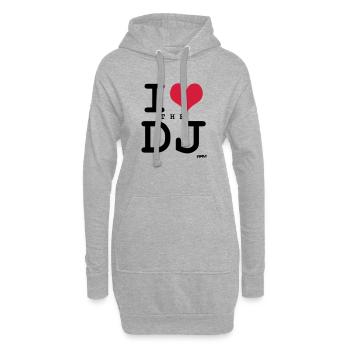 j'aime le dj par wam - Sweat-shirt à capuche long Femme - gris chiné - Devant