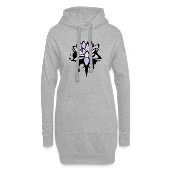 abstraktes Lotos Blüten Seerosen Graffiti - Hoodie-Kleid - Grau meliert - Vorne